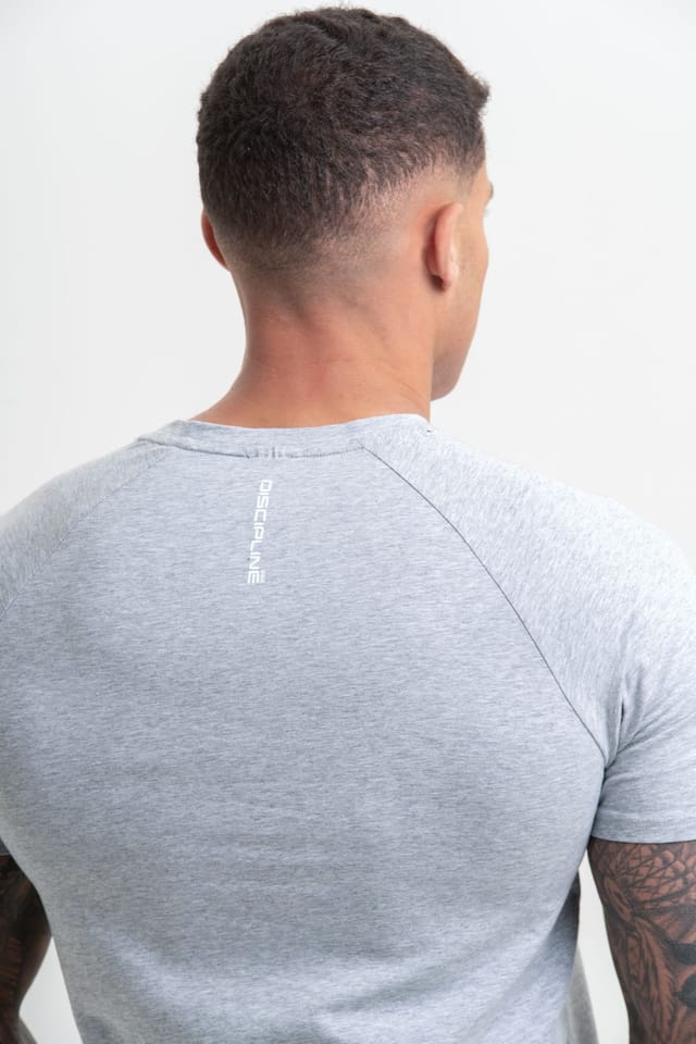 Discipline 365 Discipline 365 Men's Discipline Cotton Short Sleeve Fitness Gym Top with Logo Detail in Grey - 2