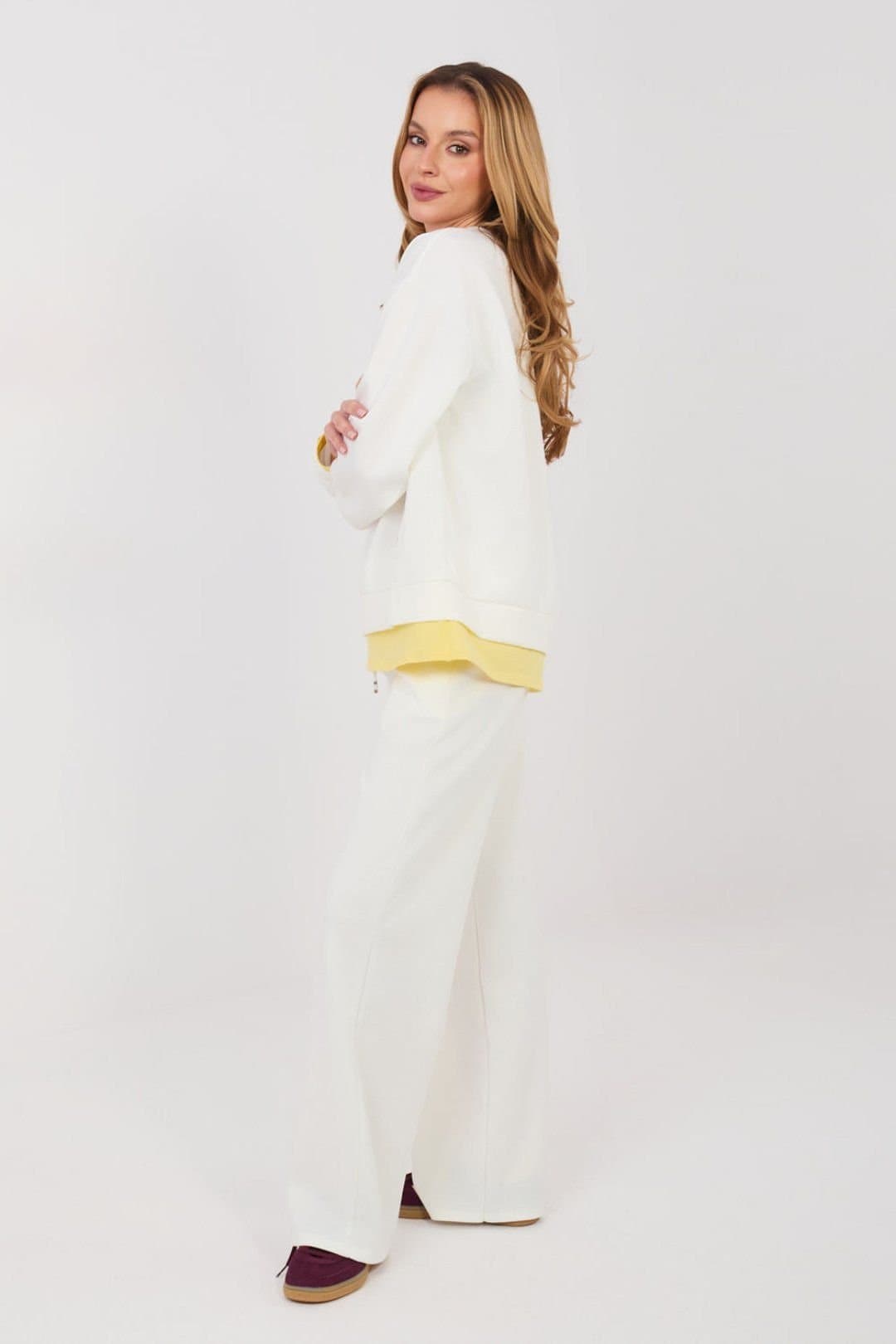 Love Lace Love Lace Women's Minimalist Casual Sweatshirt Tracksuit Set in Off-White