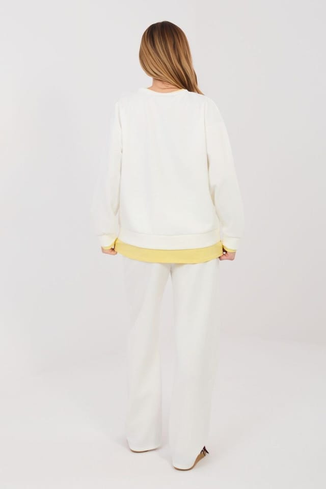 Love Lace Love Lace Women's Minimalist Casual Sweatshirt Tracksuit Set in Off-White - 3
