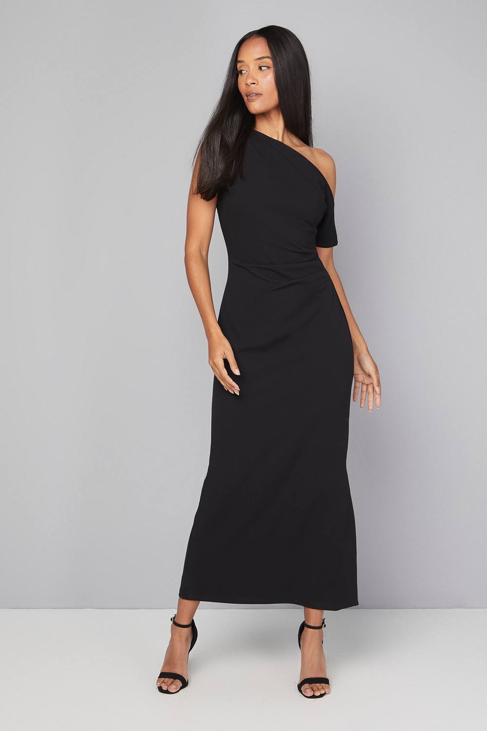 Wallis Wallis Women's Jersey Crepe One Shoulder Maxi Dress in Black - 2