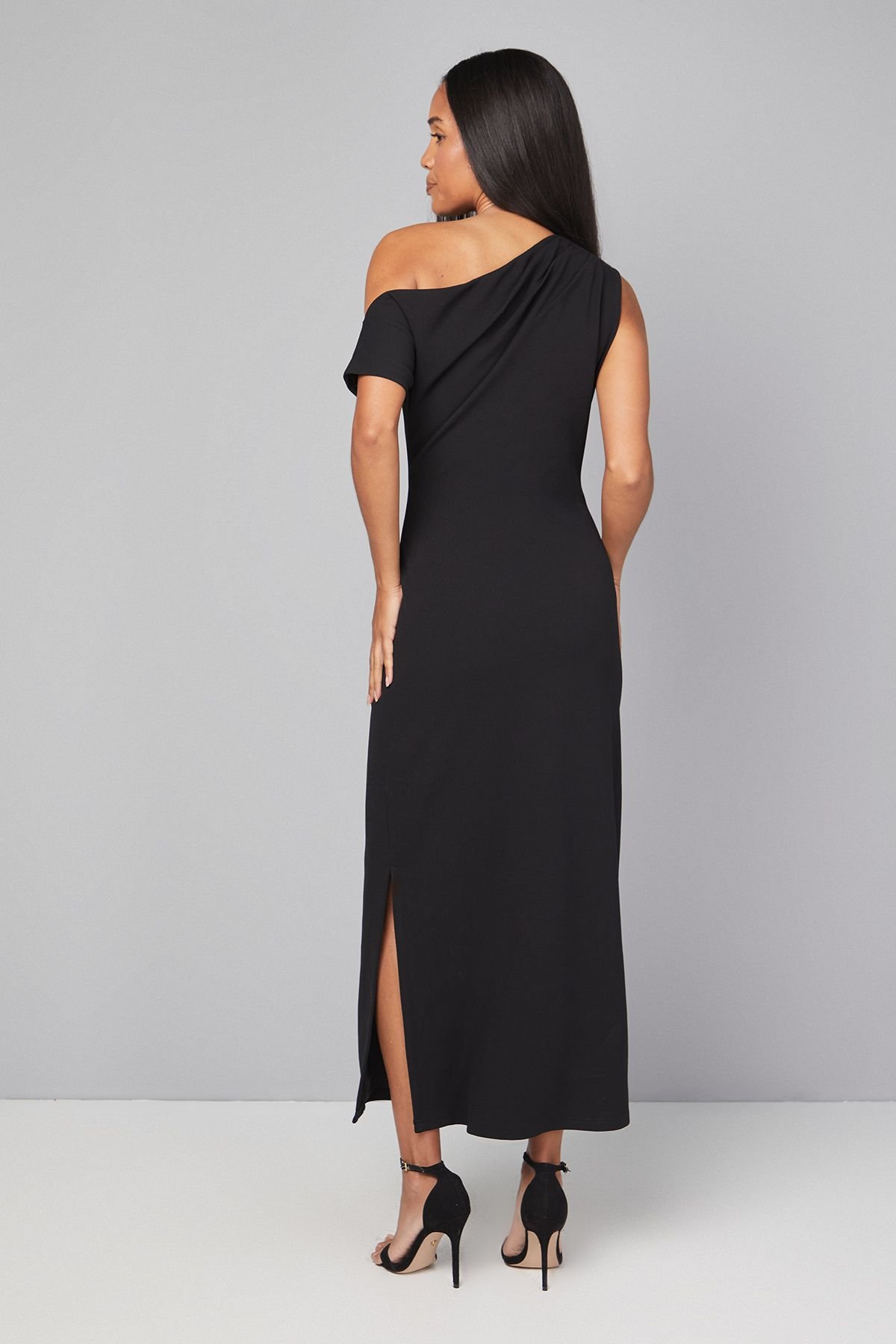 Wallis Wallis Women's Jersey Crepe One Shoulder Maxi Dress in Black - 3