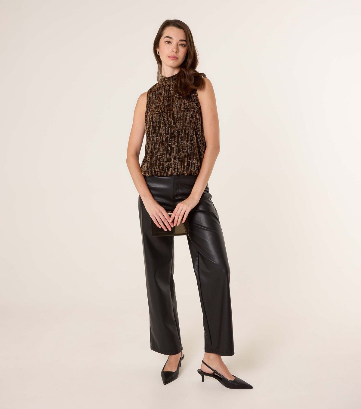 Blue Vanilla Women's Gold High Neck Puffball Hem Top Blue Vanilla New Look - 2