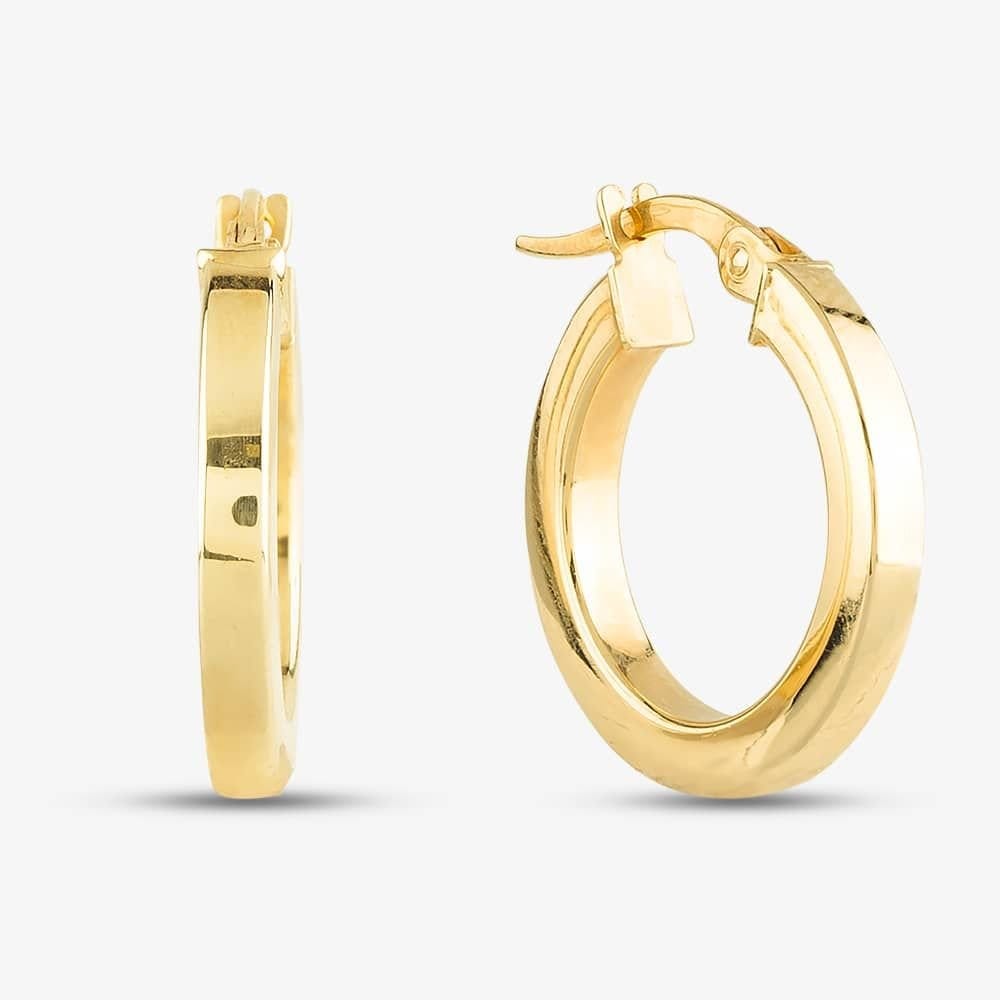 T.H.Baker T.H.Baker Women's 9ct Yellow Gold 17mm Hoop Earrings E033 - 1