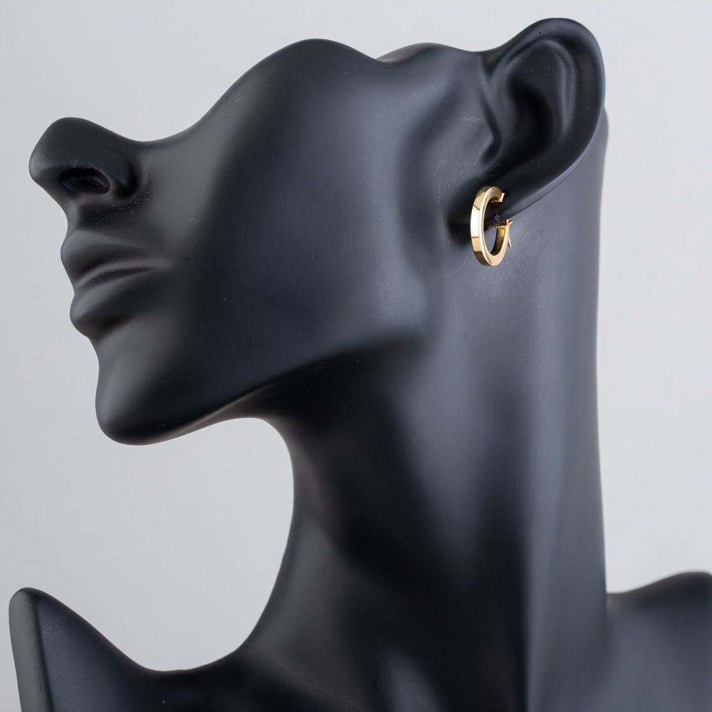 T.H.Baker T.H.Baker Women's 9ct Yellow Gold 17mm Hoop Earrings E033 - 2