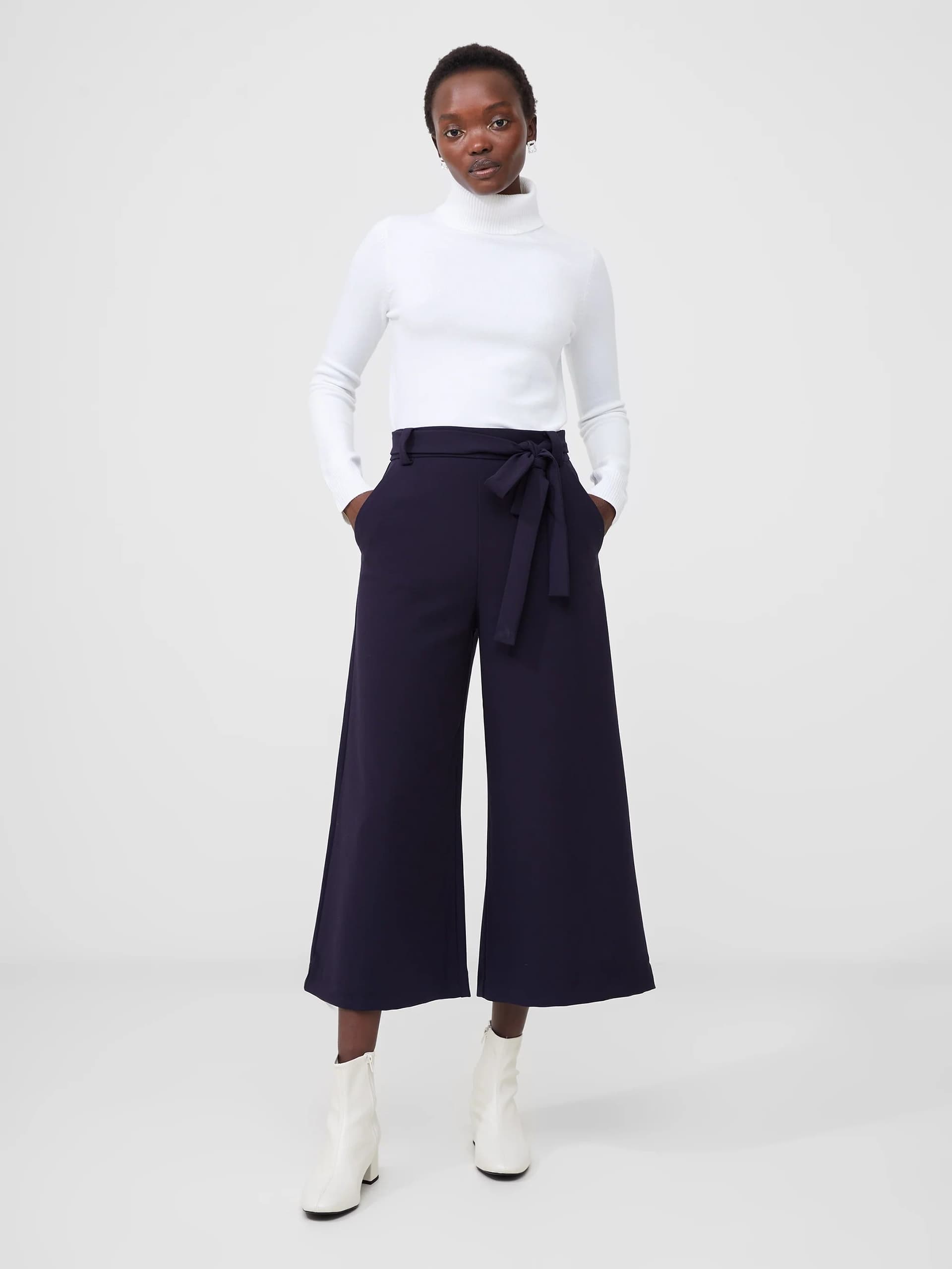 French Connection Whisper Belted Culottes Utility Blue