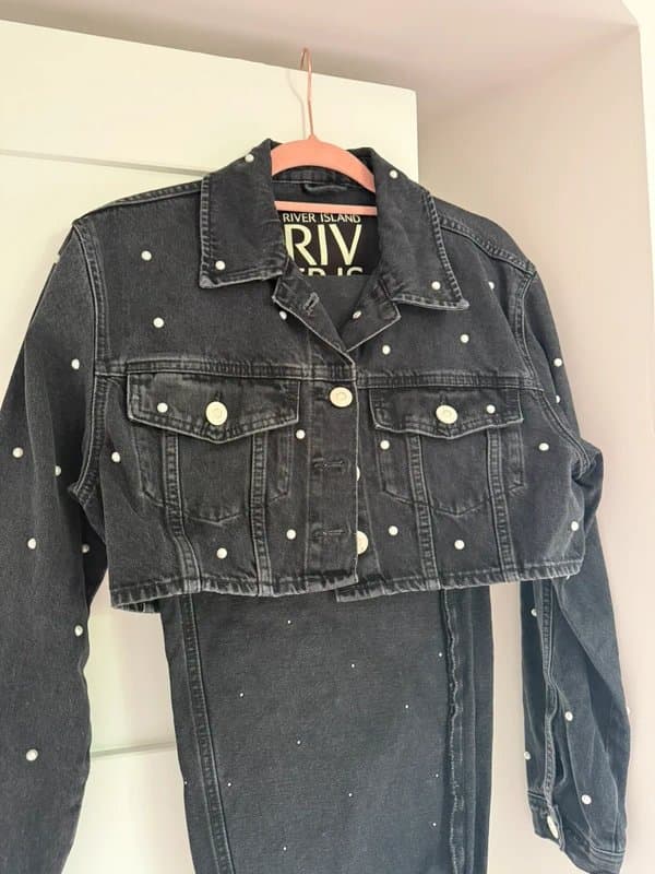 River Island Pearl embellished denim co ord