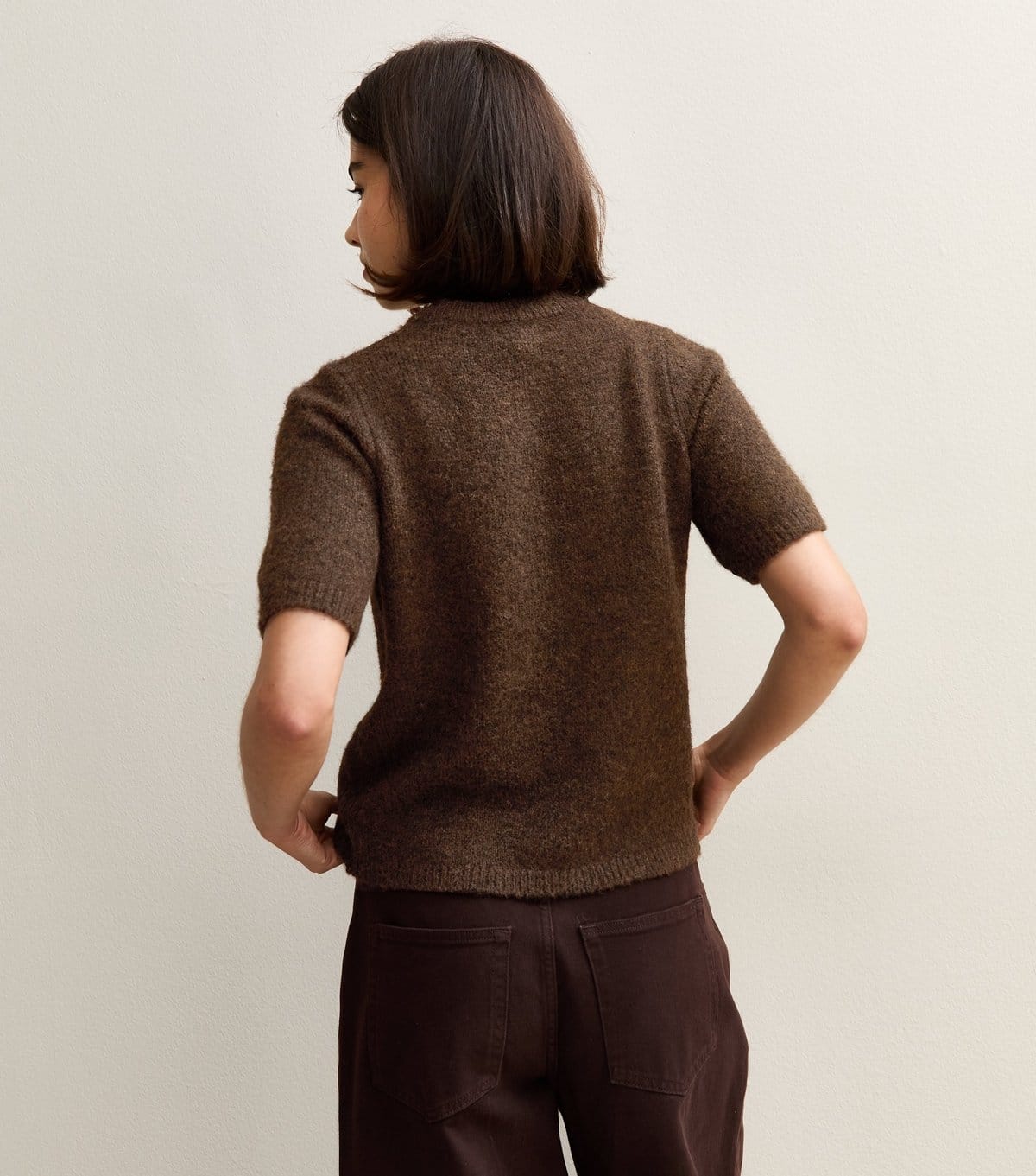 New Look Women's Dark Brown Short Sleeve Knit Top New Look - 4