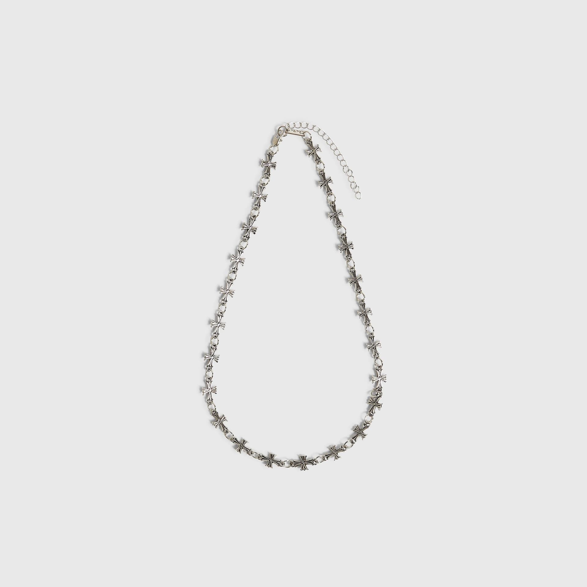 River Island Mens River Island Silver Gothic Cross Necklace