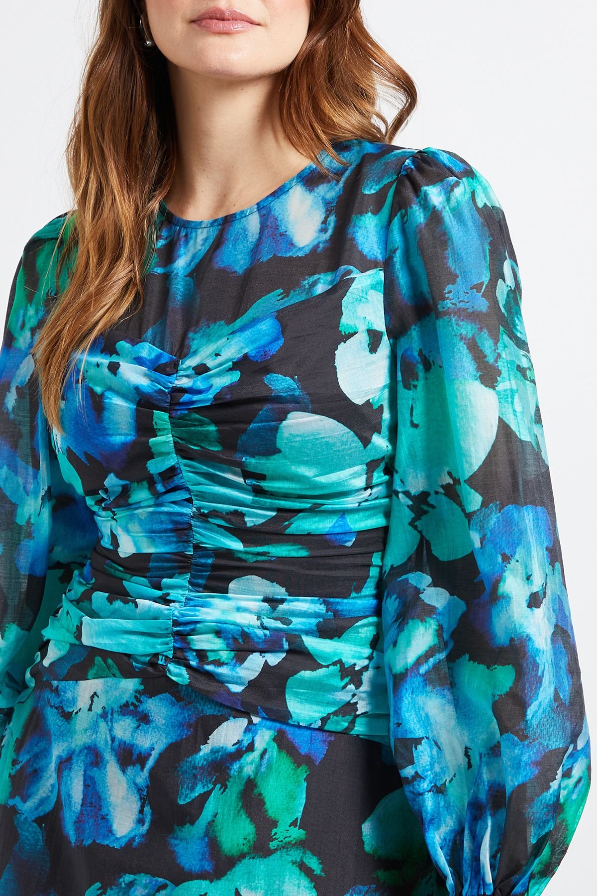 Wallis Wallis Women's Floral Ruched Midi Dress in Black - 4