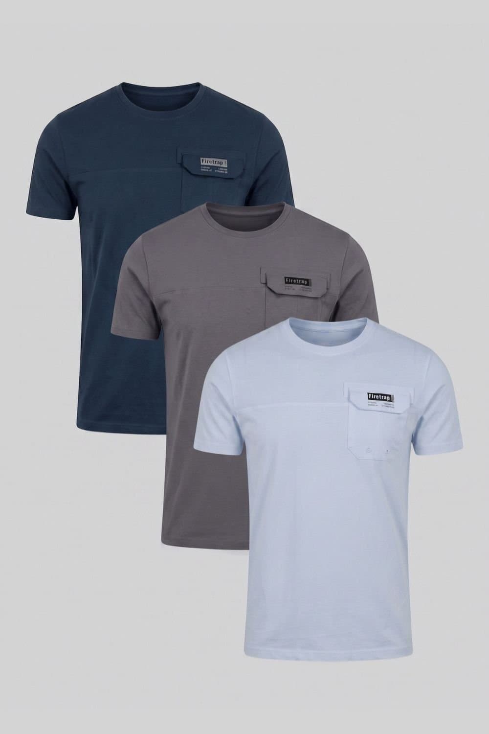 Firetrap Firetrap Men's 3 Pack Regular Fit Cotton Pocket Tees