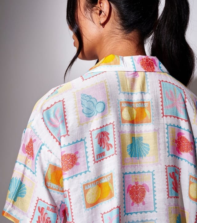 South Beach Women's Multicoloured Postcard Print Short Sleeve Shirt South Beach New Look - 3
