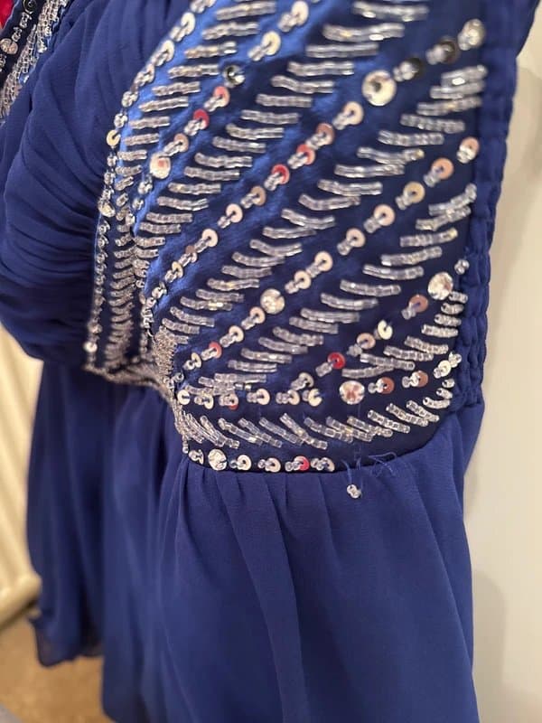New Look New Look Blue Strapless embellished dress