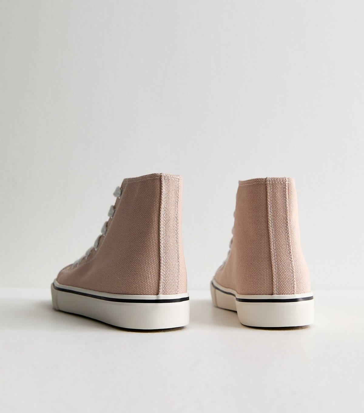 New Look Women's Light Pink Cotton Canvas High Top Sneakers Vegan New Look - 4