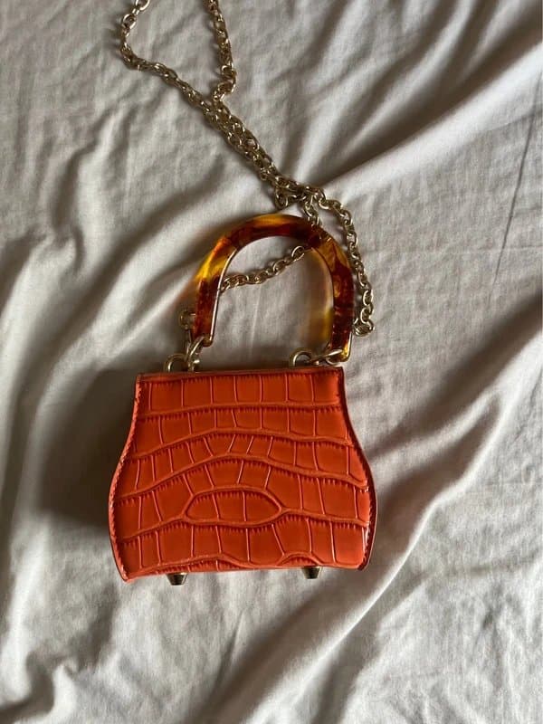 ASOS ASOS design orange croc resin handle bag