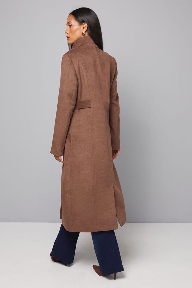 Wallis Wallis Women's Double Breasted Tab Detail Funnel Coat in Taupe - 3