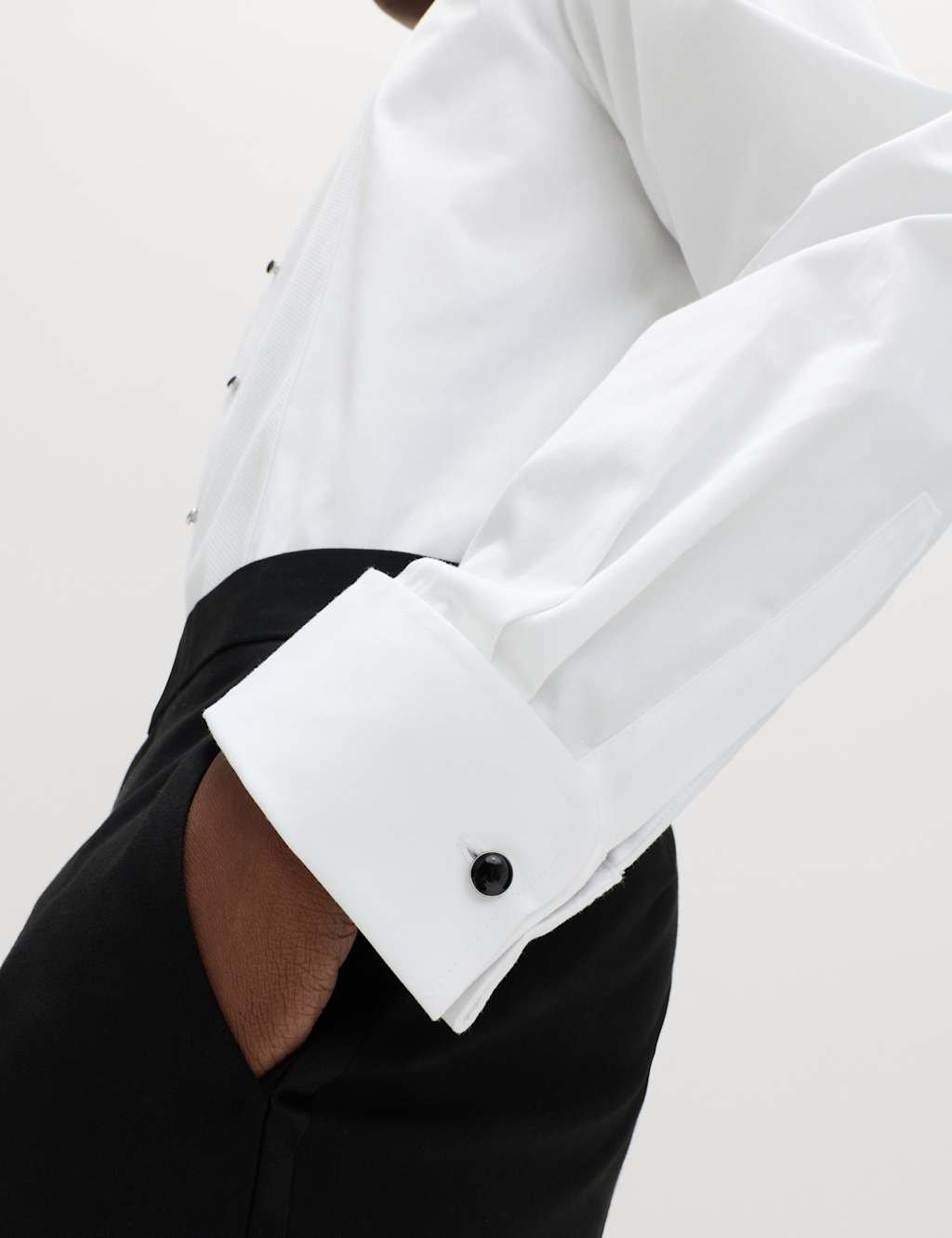 Marks & Spencer M&S Regular Fit Luxury Cotton Double Cuff Dress Shirt White - 3