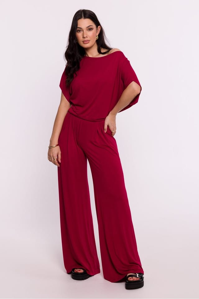 Love Lace Love Lace Women's Viscose Knit Blouse with Pleated Hem in Red - 2