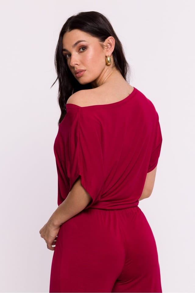 Love Lace Love Lace Women's Viscose Knit Blouse with Pleated Hem in Red - 3