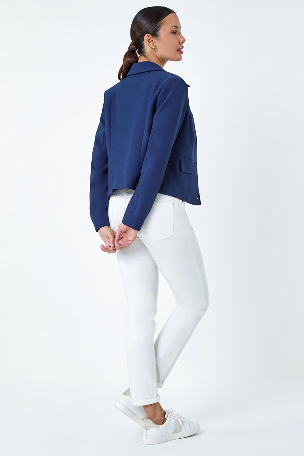 Roman Roman Women's Textured Button Detail Jacket in Navy - 3