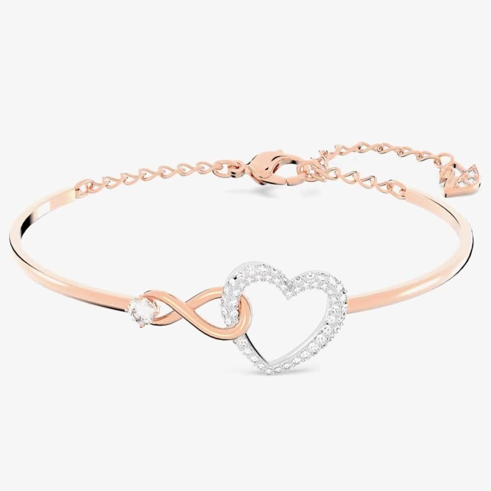 Swarovski Swarovski Women's Infinity Heart Two Colour White Crystal Bangle 5518869 M in Gold