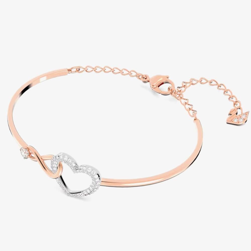Swarovski Swarovski Women's Infinity Heart Two Colour White Crystal Bangle 5518869 M in Gold - 2