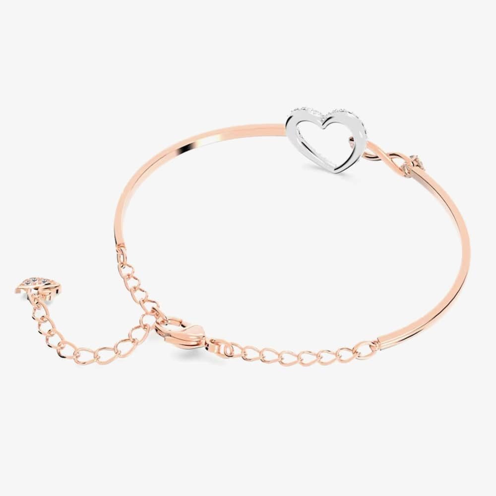 Swarovski Swarovski Women's Infinity Heart Two Colour White Crystal Bangle 5518869 M in Gold - 4