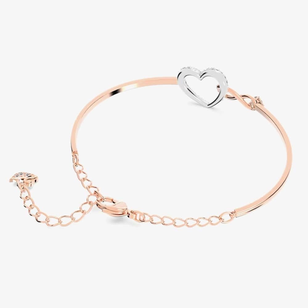 Swarovski Swarovski Women's Infinity Heart Two Colour White Crystal Bangle 5518869 M in Gold - 4