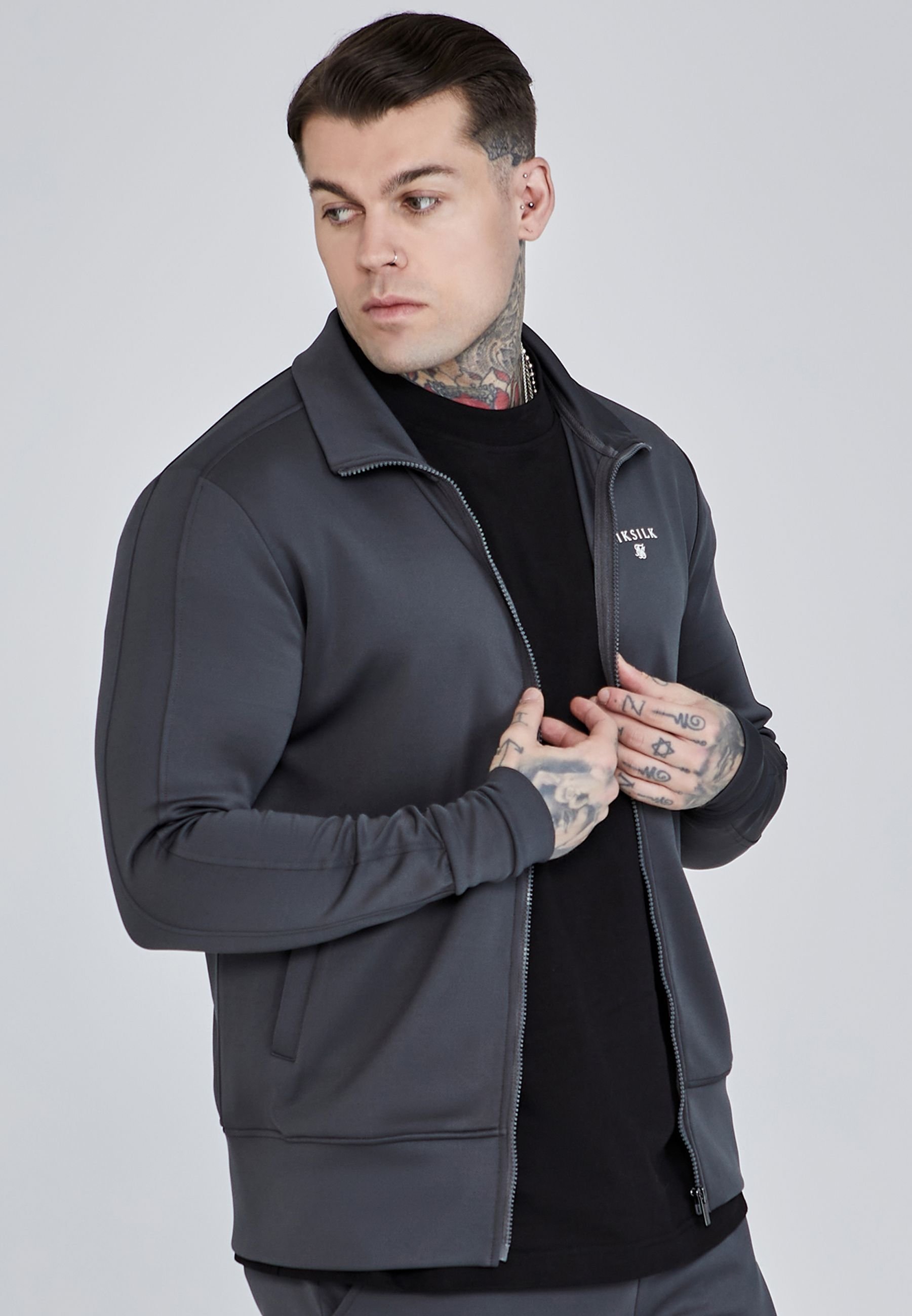 SikSilk SikSilk Men's Essentials Poly Track Top in Grey - 2