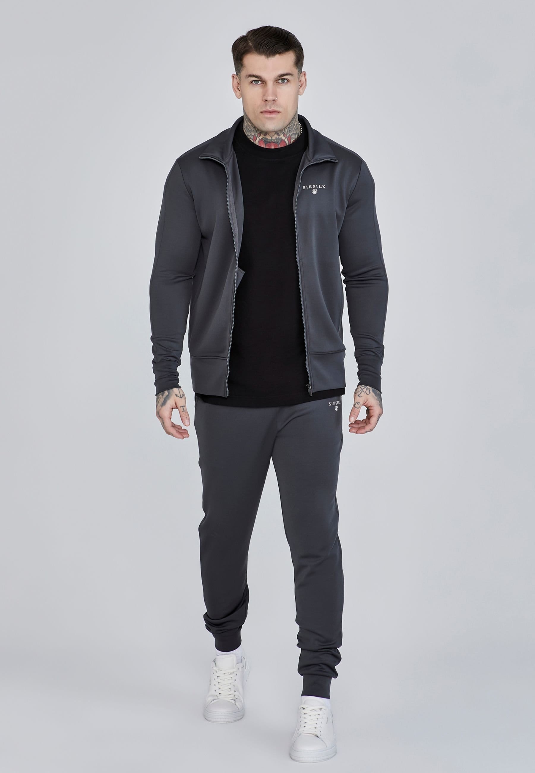 SikSilk SikSilk Men's Essentials Poly Track Top in Grey - 4
