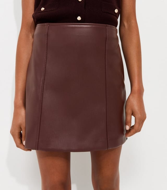 New Look Women's Dark Brown Faux Leather Mini Skirt New Look - 3