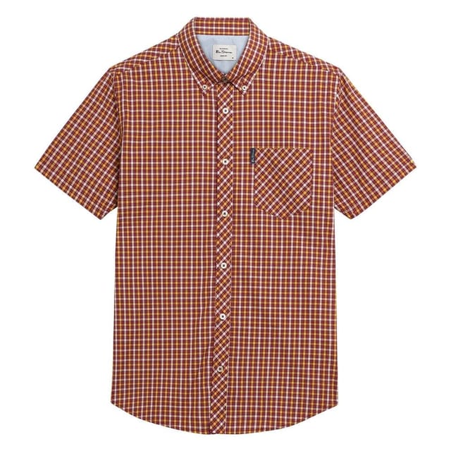 Ben Sherman Ben Sherman Men's Signature House Checked Short-Sleeved Shirt in Red - 3