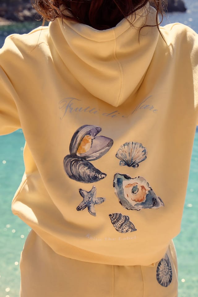 Kaiia Kaiia Shell Graphic Oversized Hoodie Lemon Zest - 3