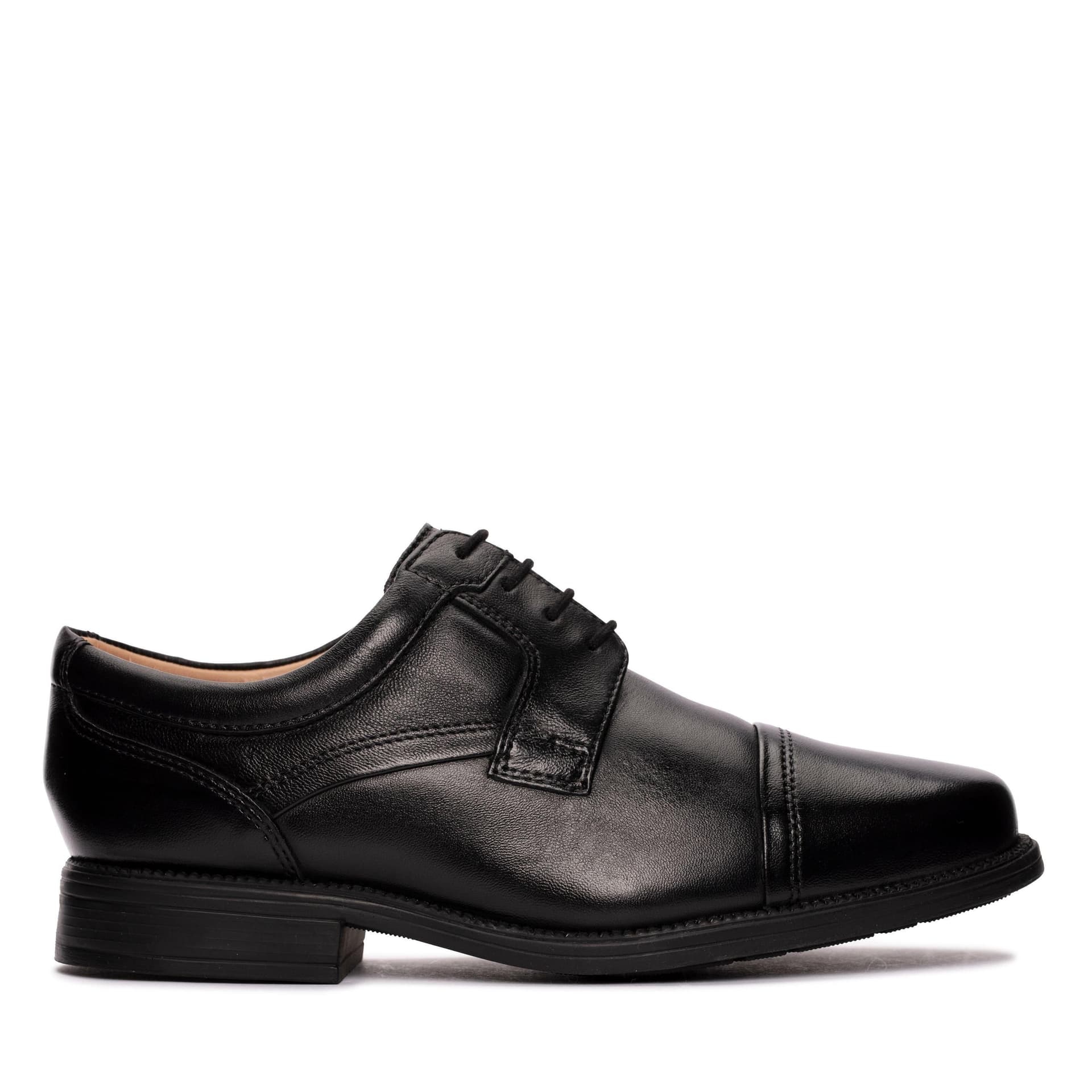 Clarks Clarks Men's Hail Cap Black Leather Derby Shoes