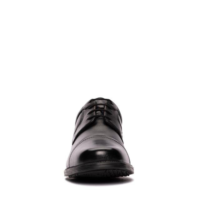 Clarks Clarks Men's Hail Cap Black Leather Derby Shoes - 3