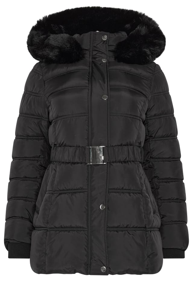 M&Co M&Co Women's Petite Short Belted Coat in Black - 2