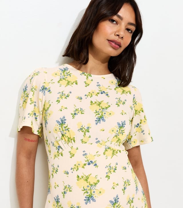 New Look Women's Maternity Yellow Floral Print Short Sleeve Midi Dress New Look - 2
