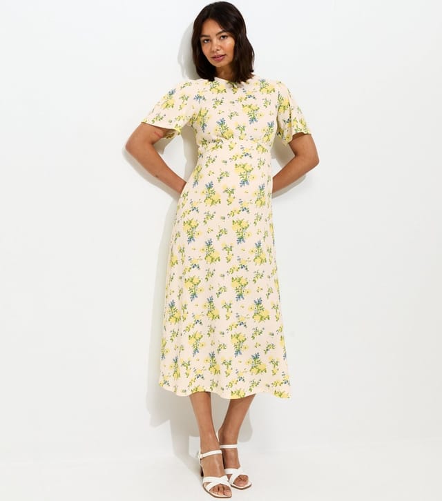New Look Women's Maternity Yellow Floral Print Short Sleeve Midi Dress New Look - 3