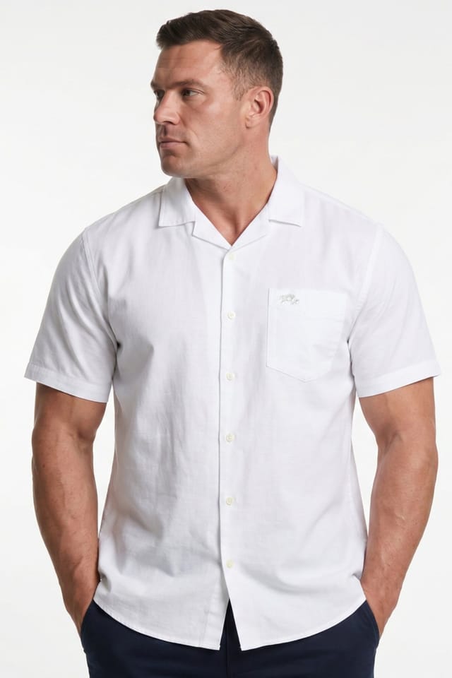 raging bull Raging Bull Men's Short Sleeve Seersucker Revere Collar Shirt in White - 2