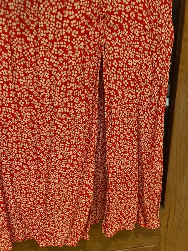 Mango Mango red flora maxi skirt with slit