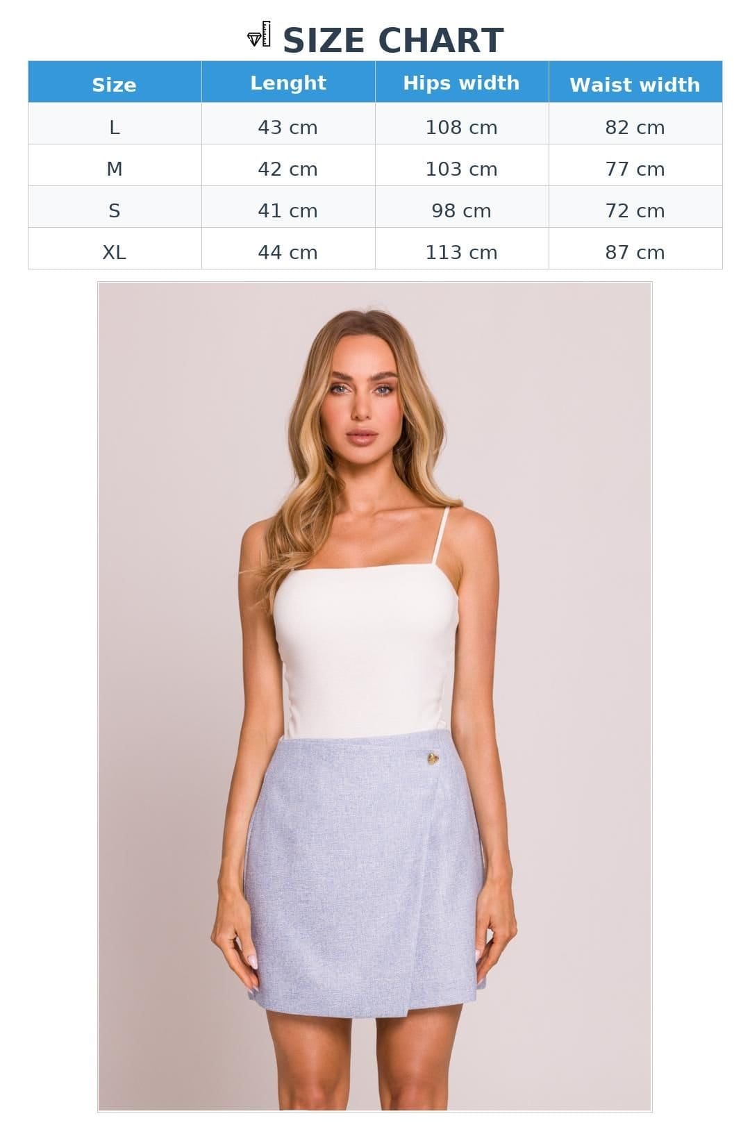 Love Lace Love Lace Women's Trapeze Mini Skirt with Heart Button Motif in Blue - 4
