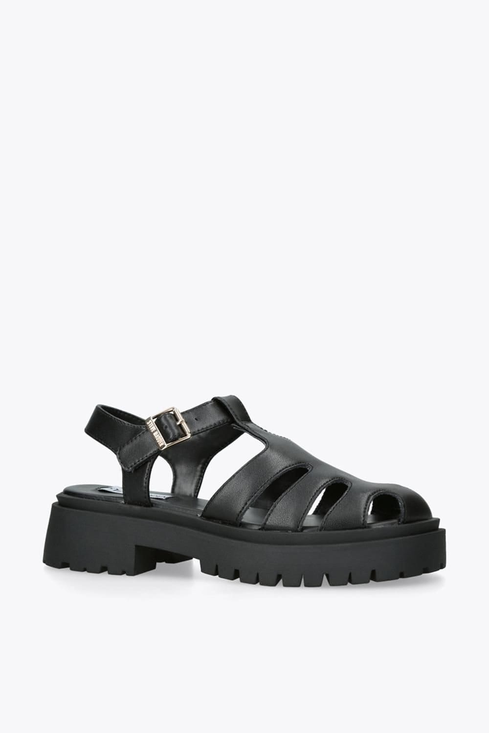 Steve Madden STEVE MADDEN Women's 'Minsk Black' Leather Sandals in Black - 4