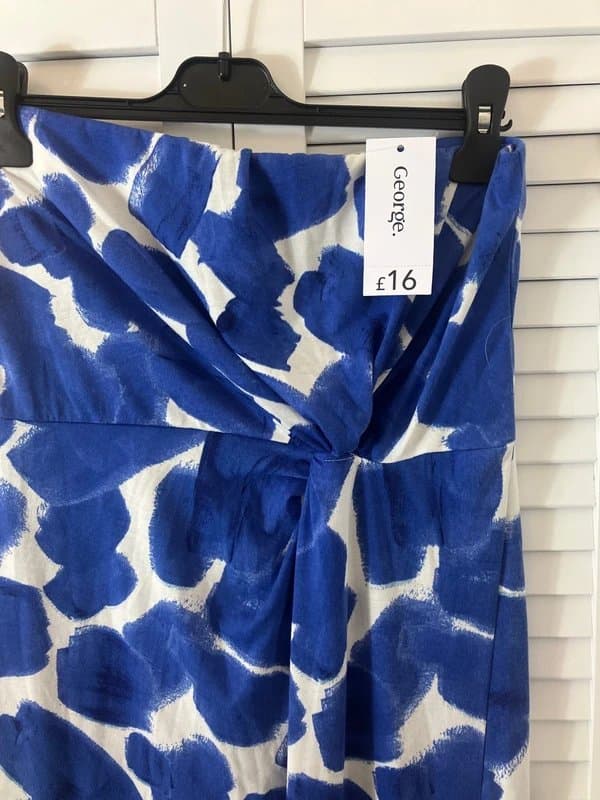 George George blue white Bardot twist maxi dress 12