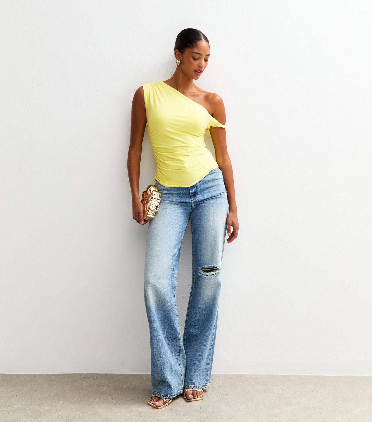 Pink Vanilla Women's Yellow Twisted Off The Shoulder Top Pink Vanilla New Look - 3