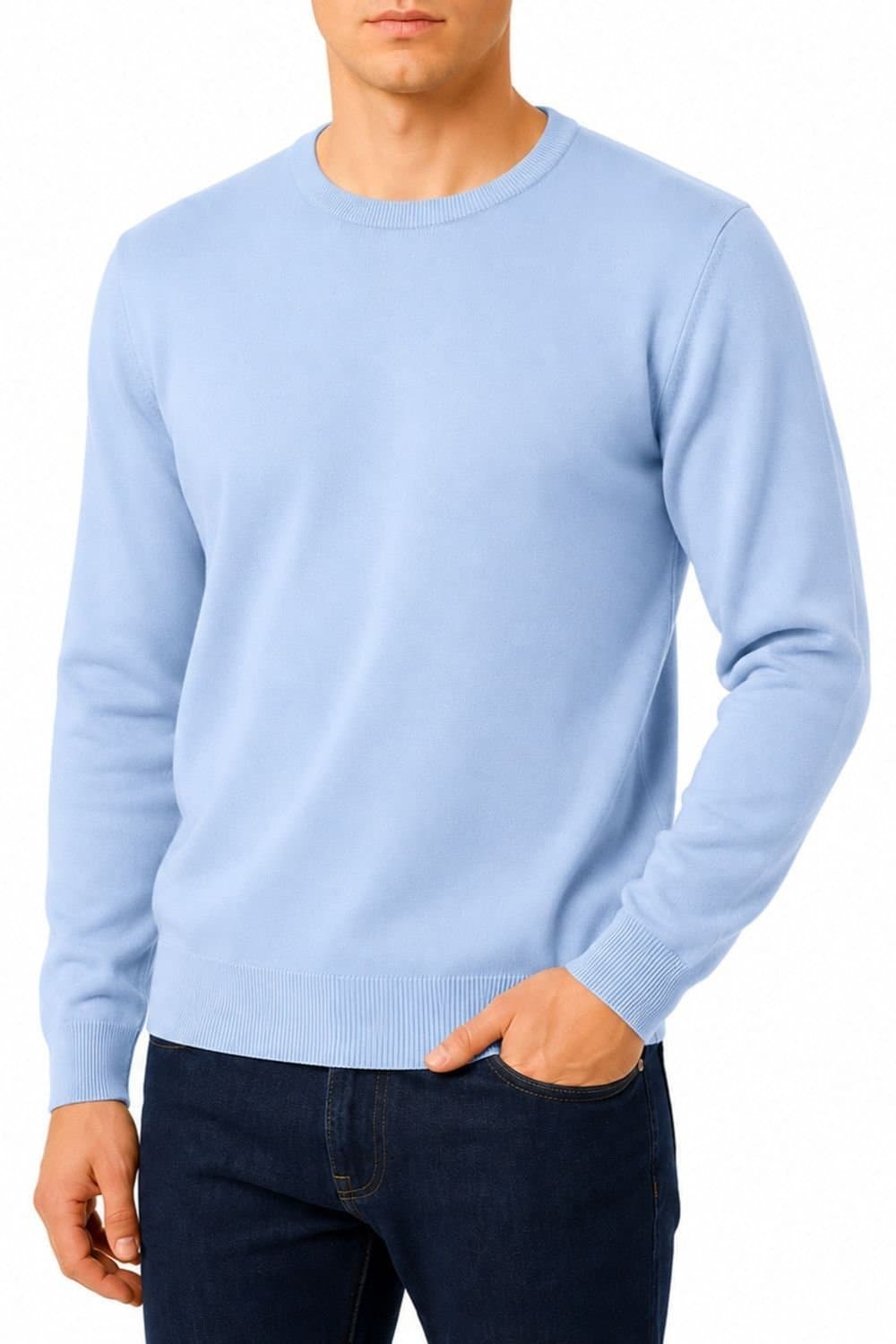 CastlePoint CastlePoint Men's Crew Neck Knitted Jumper in Light Blue