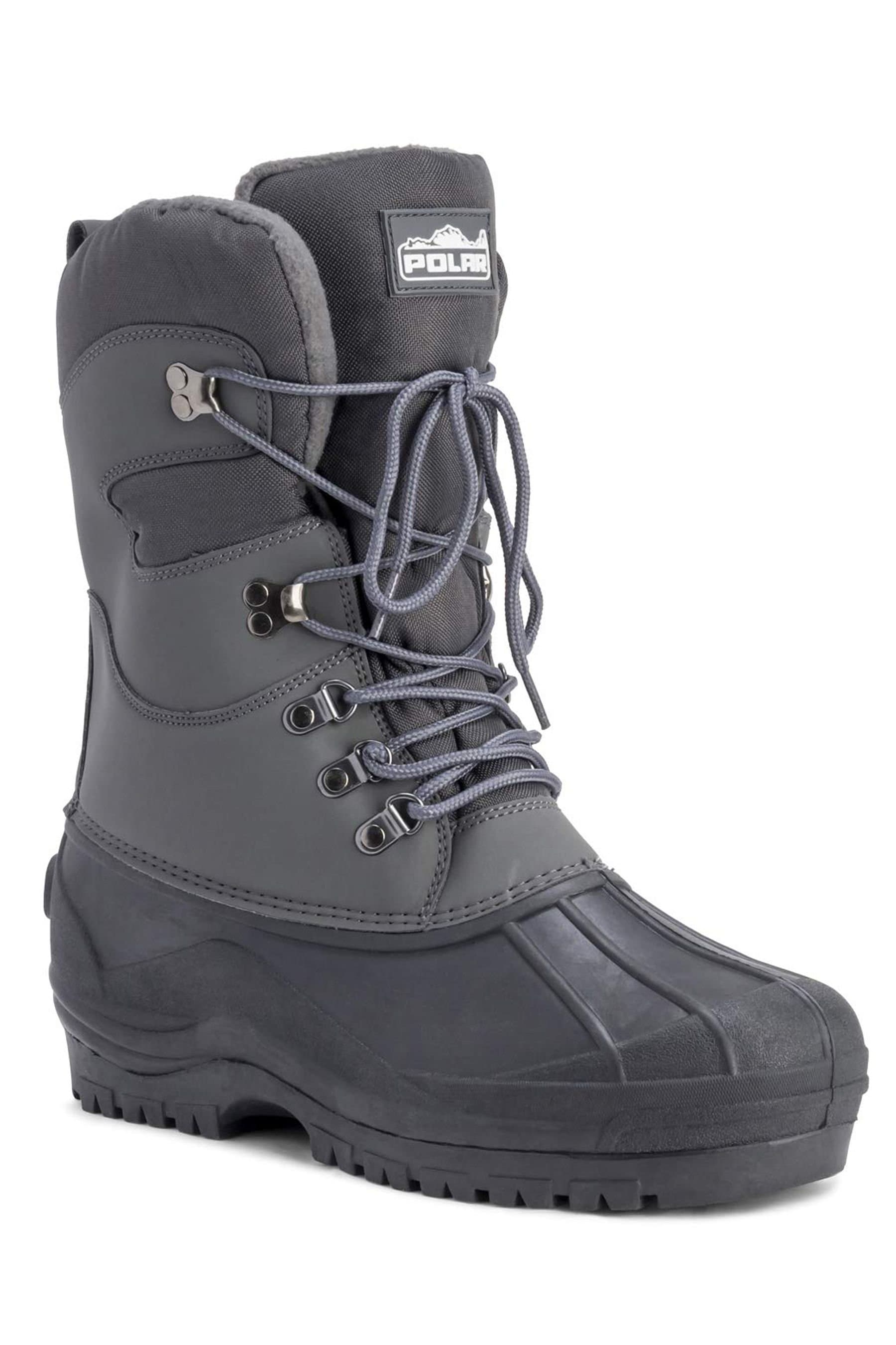 Viva VIVA Men's Polar Men's Waterproof Winter Boots - Lace-Up for Walking & Hiking in Grey