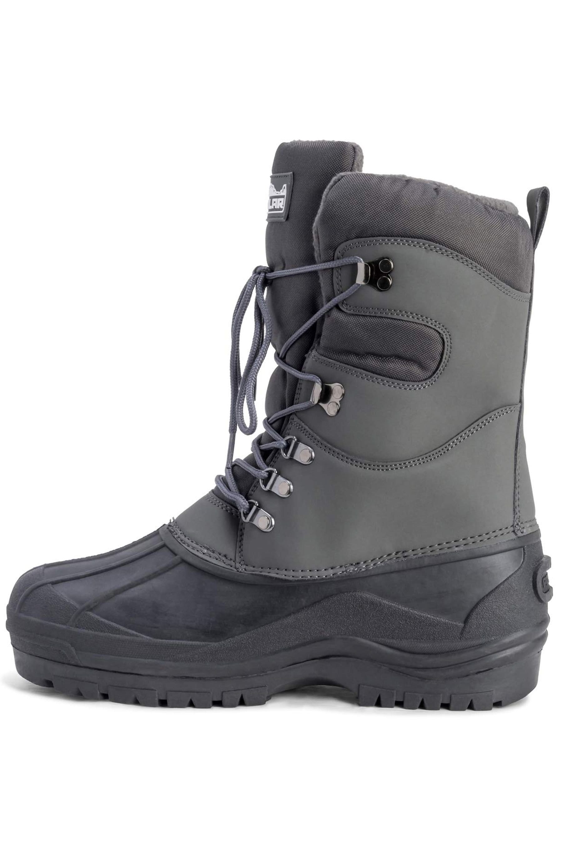 Viva VIVA Men's Polar Men's Waterproof Winter Boots - Lace-Up for Walking & Hiking in Grey - 4