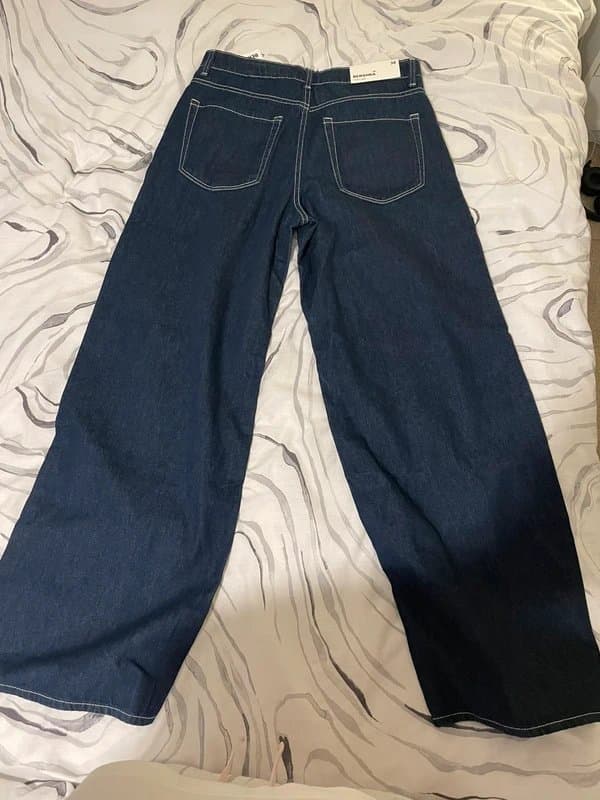 Bershka bershka low waisted  wide leg dark blue jeans