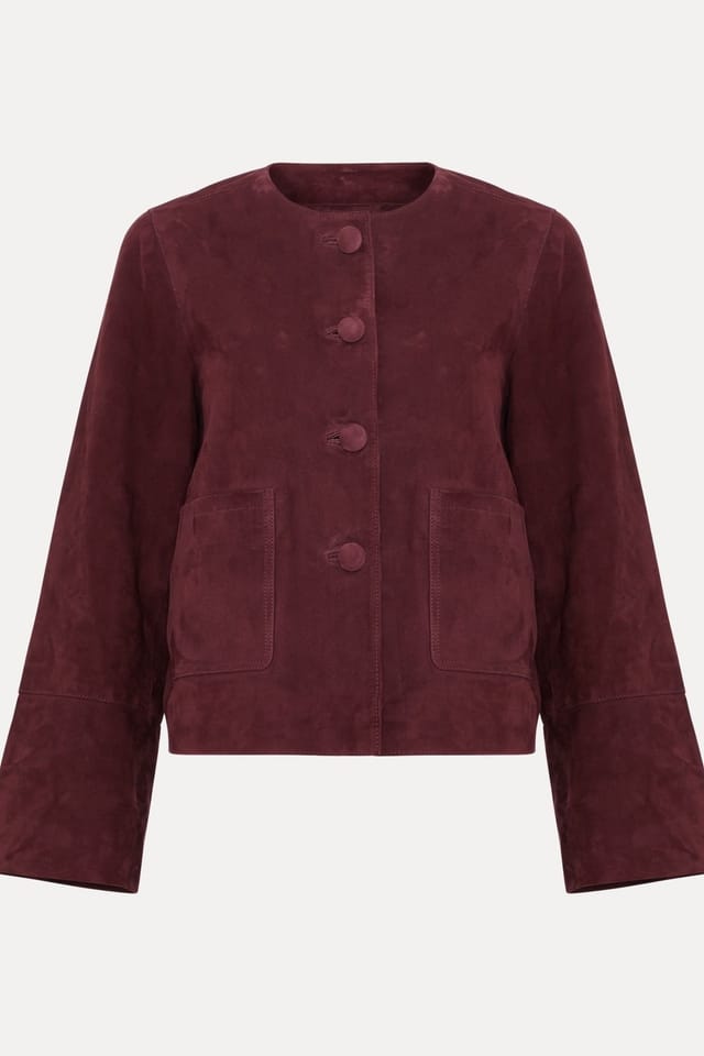 Phase Eight Phase Eight Women's Madison Suede Long Sleeve Jacket in Maroon - 2