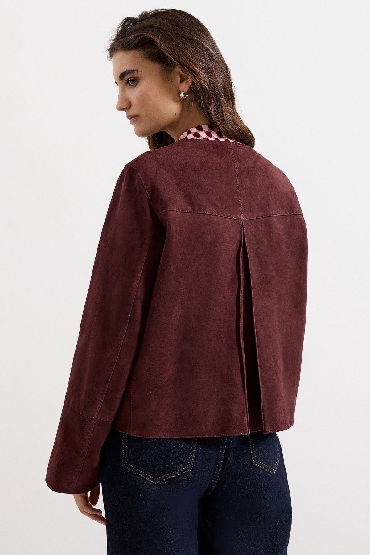 Phase Eight Phase Eight Women's Madison Suede Long Sleeve Jacket in Maroon - 4