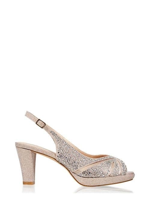 Paradox London Paradox London Women's Glitter 'Linda' Low Platform Sling Back Sandal in Metallic Gold